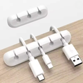Organizador de Cables de Silicona para Escritorio | Clip Adhesivo para 5 Cables