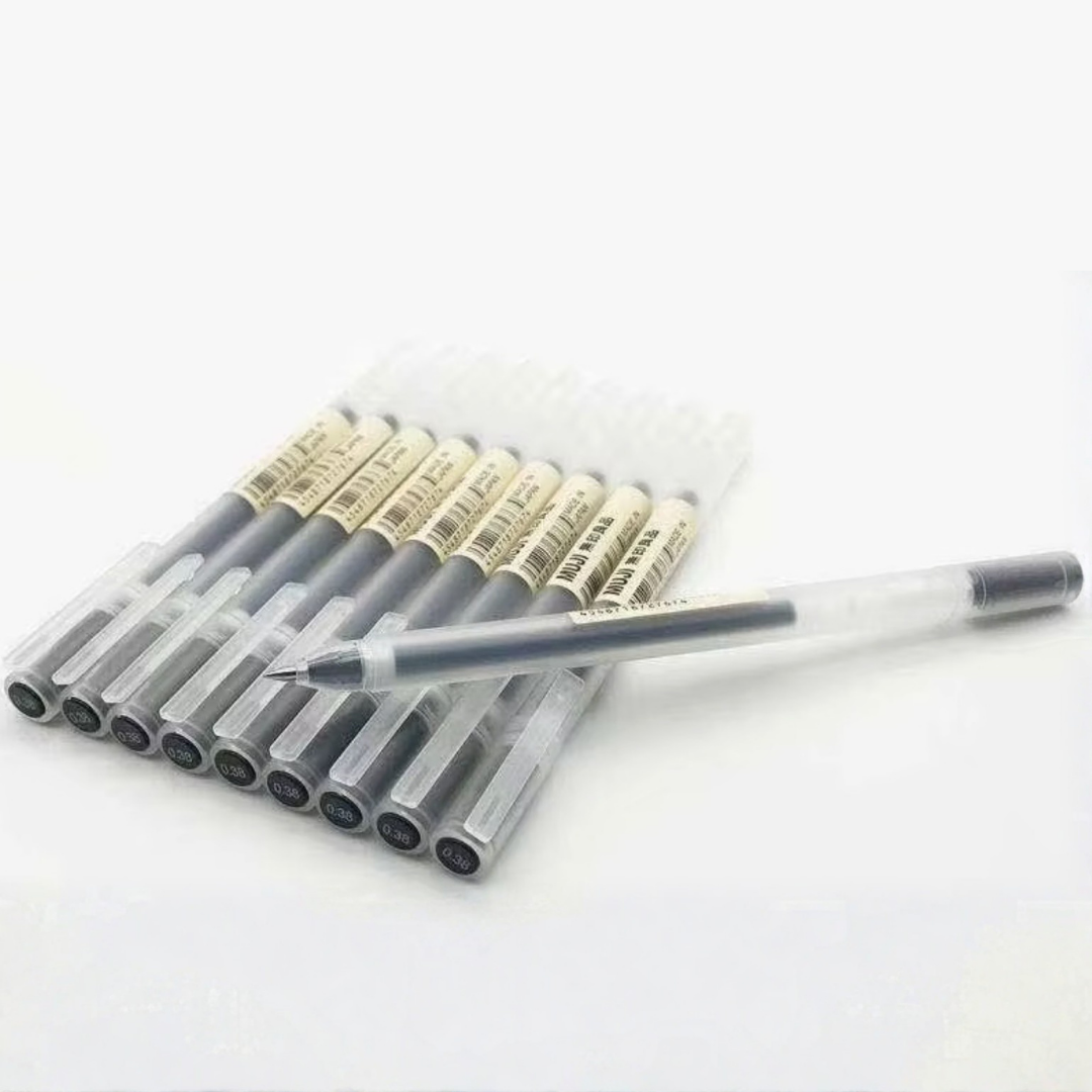 Set de 3 Lápices Muji Classic 0.38 mm Tinta Gel Negra | Papelería Japonesa