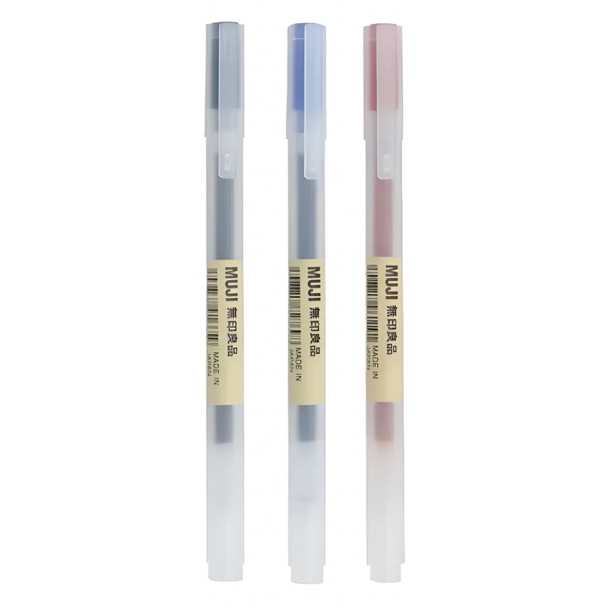 Set de 3 lápices Gel Muji 0.38 mm Negro, Azul y Rojo | Papelería Japonesa