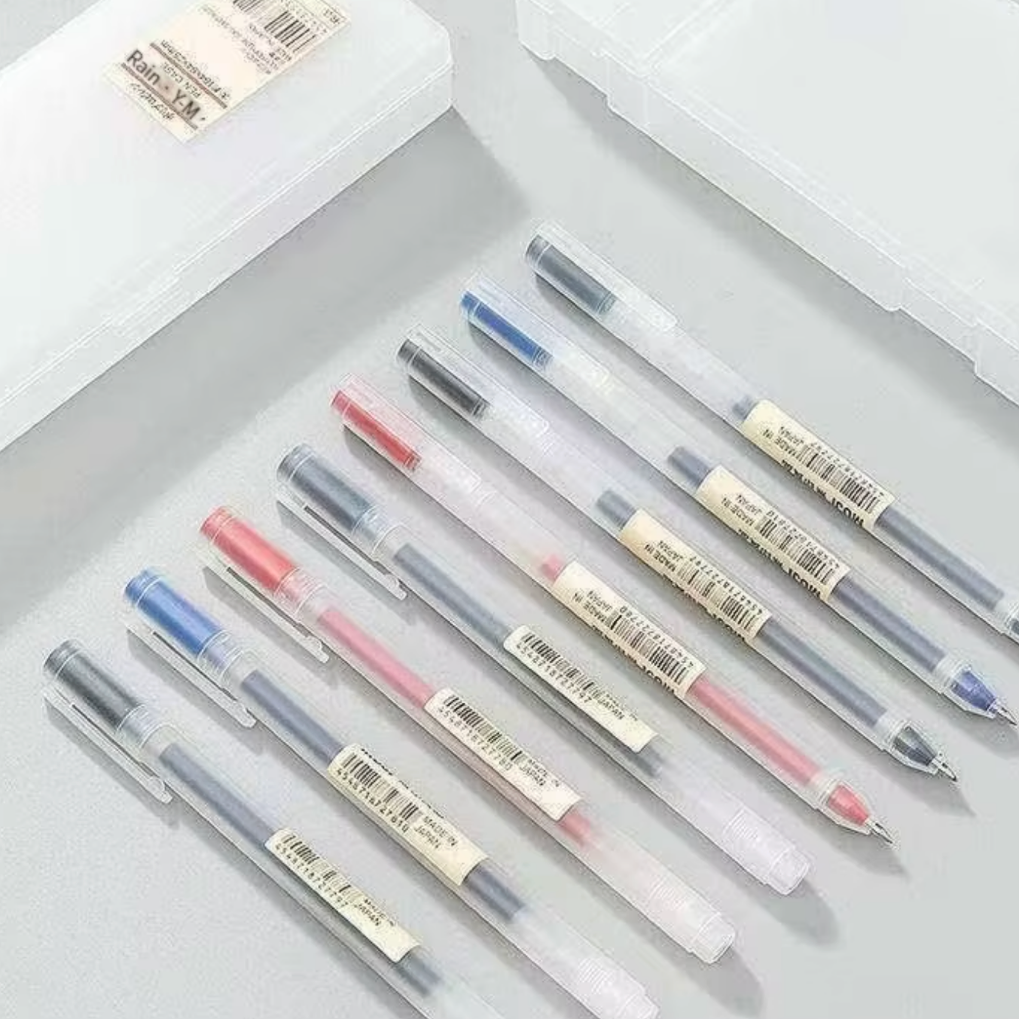 Set de 3 lápices Gel Muji 0.38 mm Negro, Azul y Rojo | Papelería Japonesa