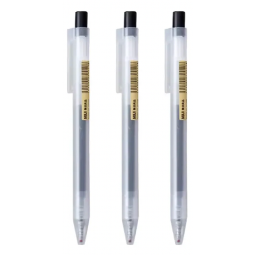 Set de 3 Bolígrafos Muji Classic Retráctiles 0.50 mm Tinta Gel Negra, Azul o Azul Oscuro | Papelería Japonesa