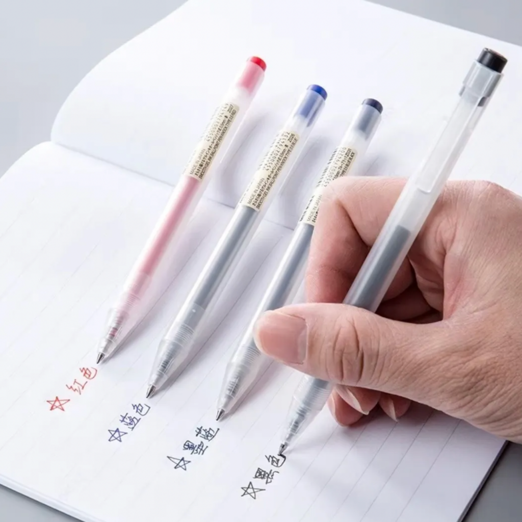Set de 3 Bolígrafos Muji Classic Retráctiles 0.50 mm Tinta Gel Negra, Azul o Azul Oscuro | Papelería Japonesa