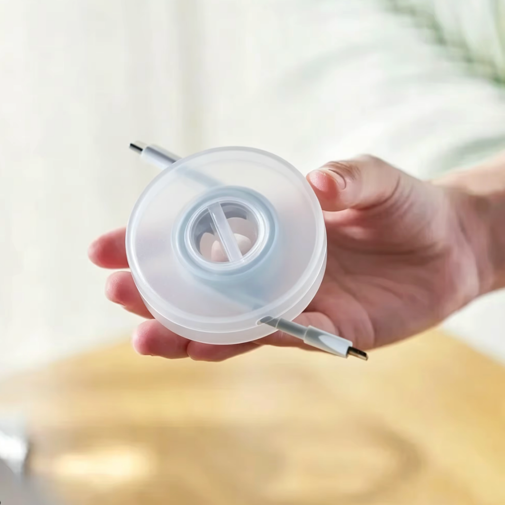 Organizador de Cables Retráctil Transparente | Porta Cables Compacto para USB, Audífonos y Cargadores