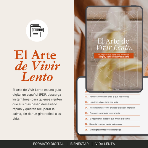 Ebook El Arte de Vivir Lento | Guía Slow Living Español | Planner Bienestar Digital | Reto 21 Días